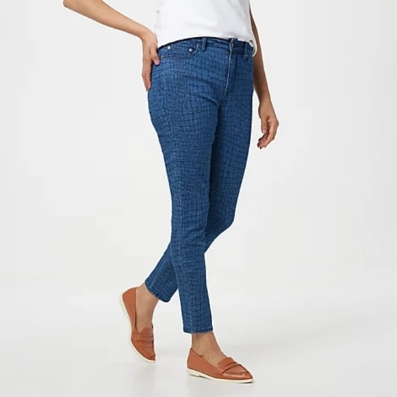 Halston croc print denim jeans Grey - Picture 2 of 3